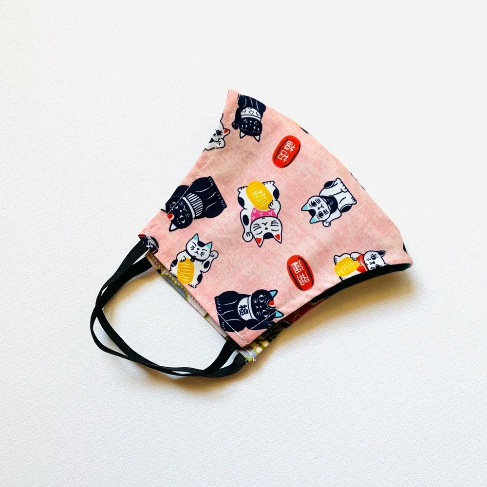 NEW Handmade Pink Lucky Cat Print Face Mask